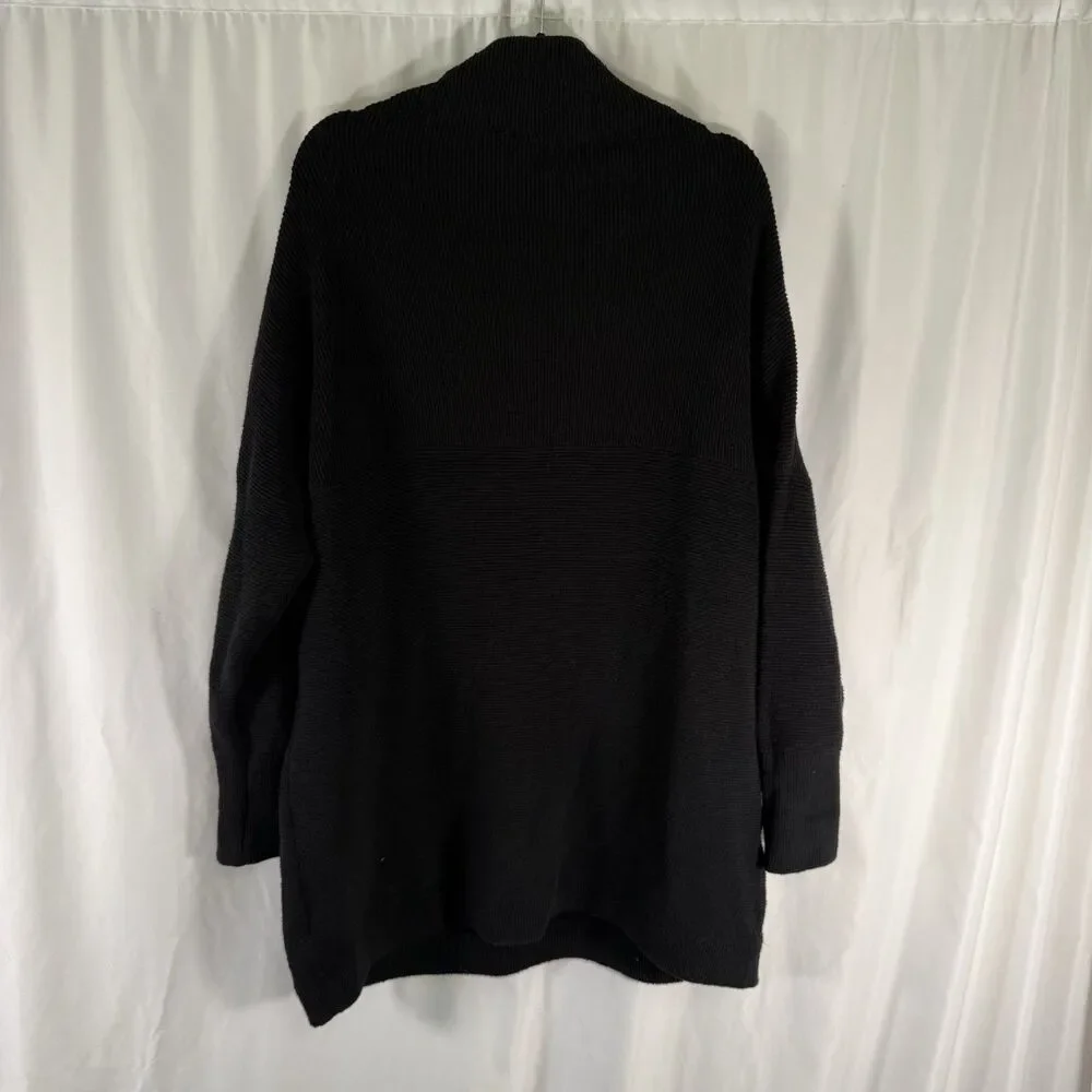 Free People Ottoman Slouchy Tunic Sweater Women's Large Black Ribbed Knit Pullov